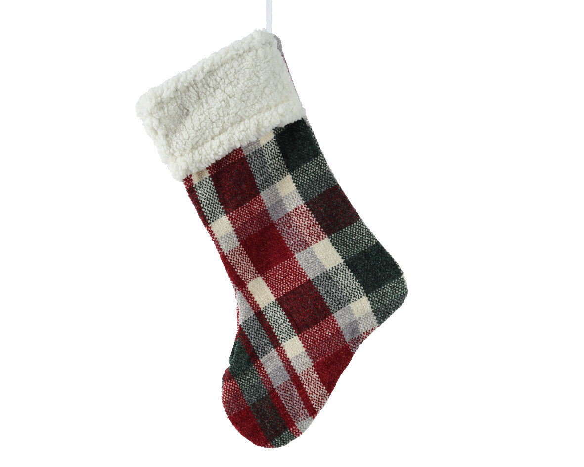 CALZA DI NATALE IN  POLIESTERE, 40X17X0.50 CM, VERDE/ROSSA