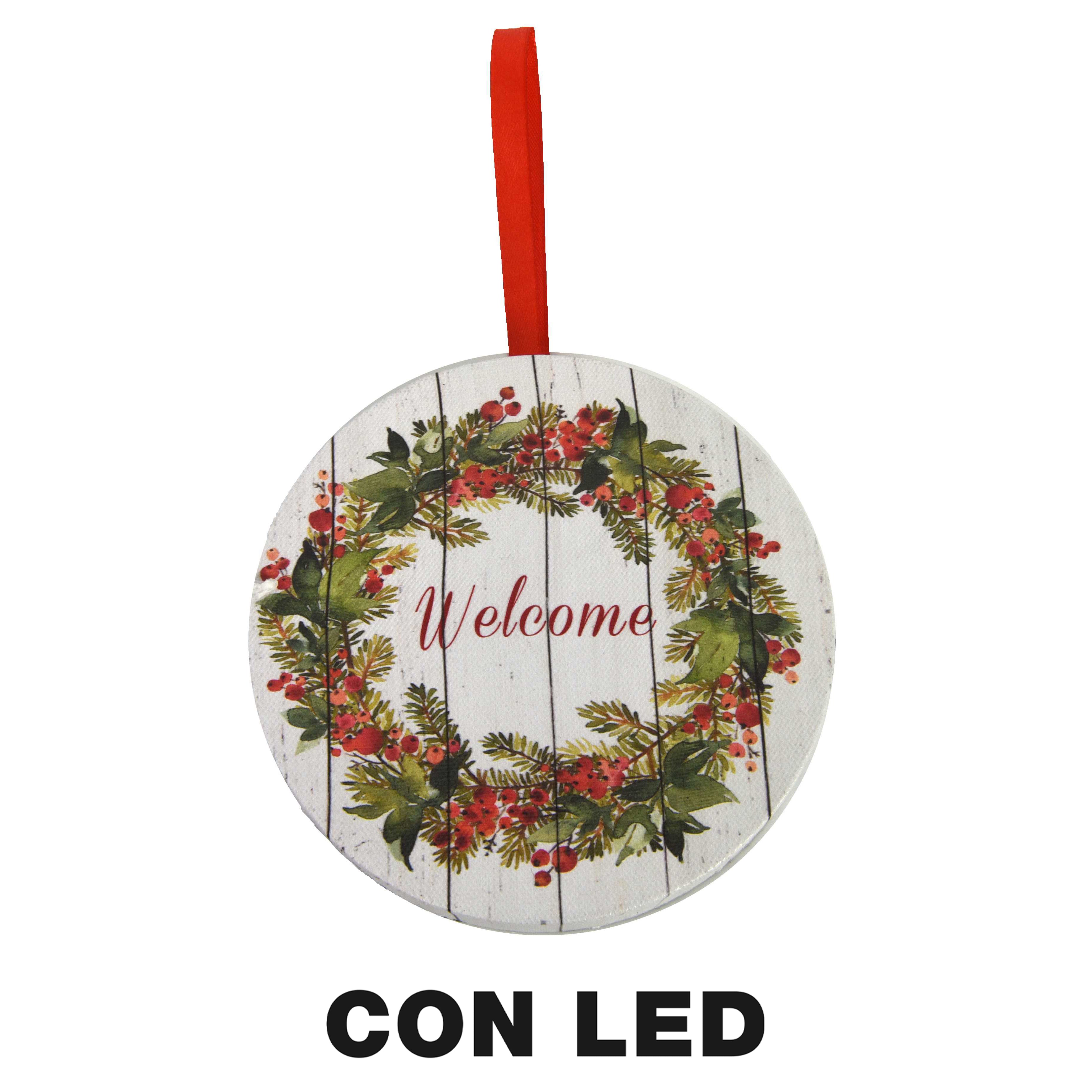 ADDOBBO APPENDIBILE IN LEGNO GHIRLANDA MULTICOLOR CON LED 12,7X12,7H1,8CM
