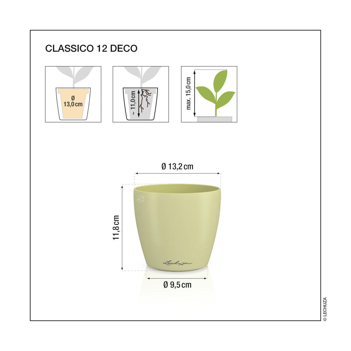 Vaso Classico "Deco 12" D13 H12CM Rosa Magnolia Opaco LECHUZA