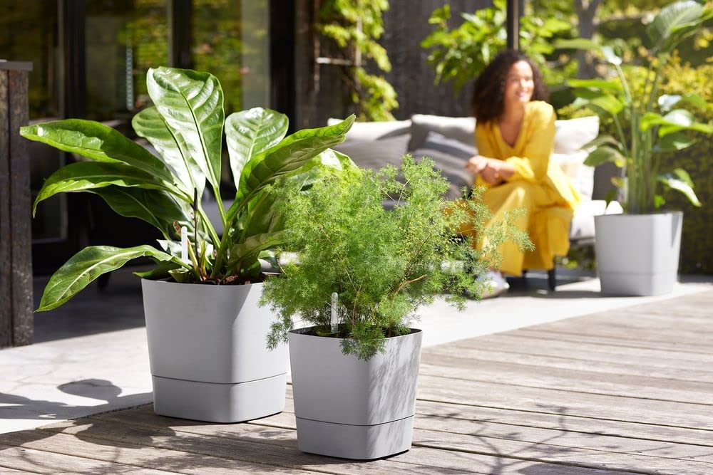 VASO GREENSENSE AQUA CARE SQUARE 38CM LIGHT CONCRETE GRIGIO