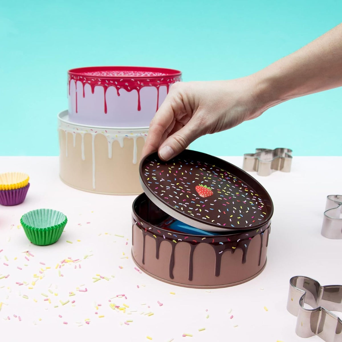 SET DI 3 CONTENITORI DA CUCINA IMPILABILI PER TORTE ROTONDI