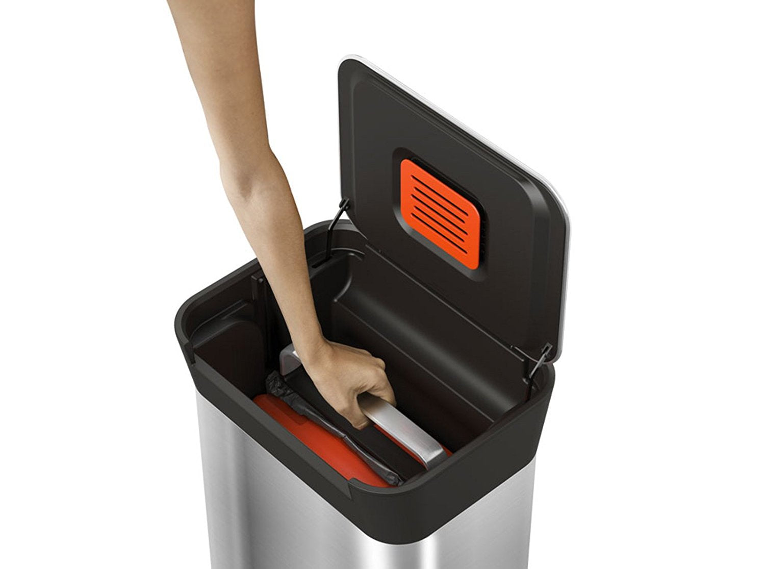 PATTUMIERA A PEDALE TITAN CON COMPATTATORE IN ACCIAIO INOX 20L