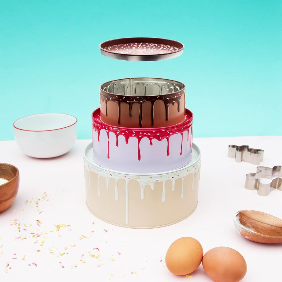 SET DI 3 CONTENITORI DA CUCINA IMPILABILI PER TORTE ROTONDI