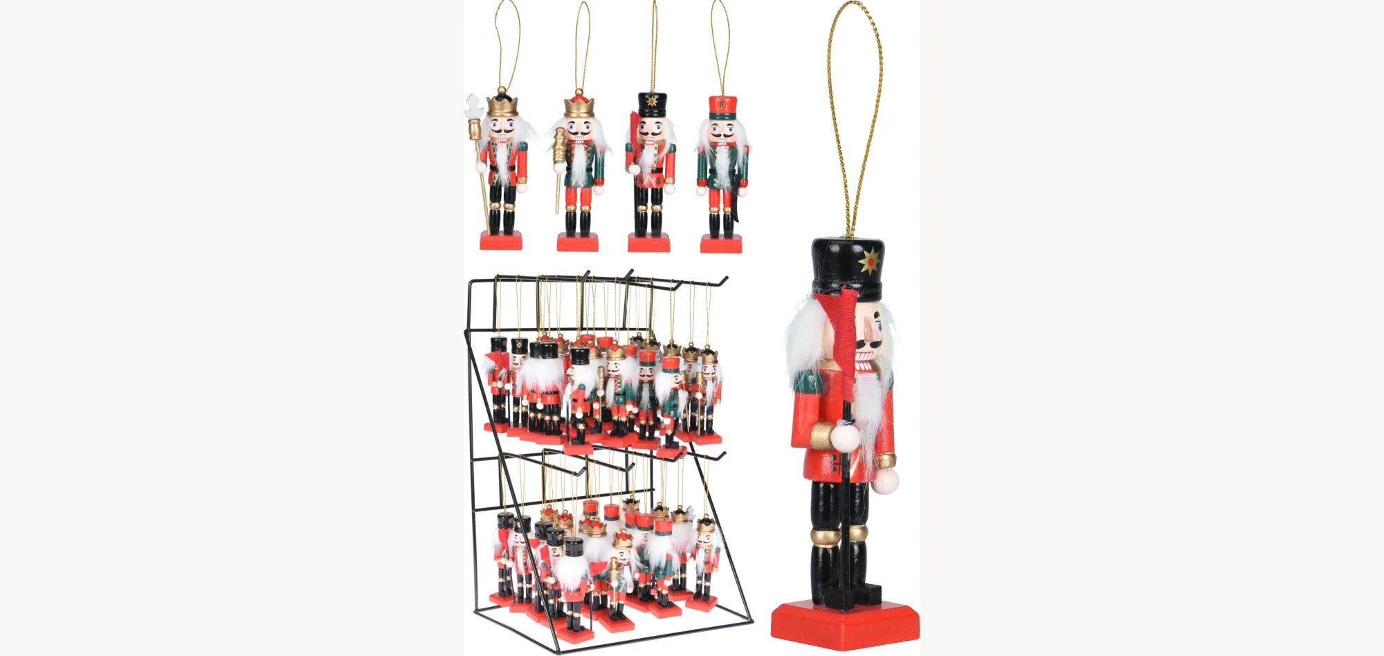 Decorazione natalizia appendibile schiaccianoci 10cm - rosso modello assortito
