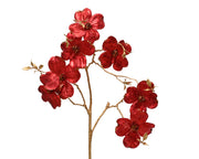 DECORAZIONE NATALIZIA, RAMO CON FIORI IN POLIESTERE, 24X3X90 CM, ROSSO