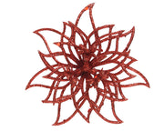 STELLA DI NATALE DECORATIVA CON CLIP GLITTERATA 14X5CM ROSSA