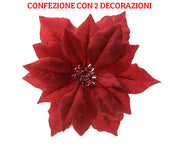 2 POINSETTIE CON CLIPS 24 CM ROSSE