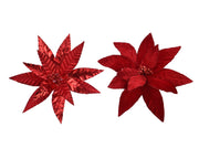FIORE CON CLIP 30X5CM ROSSO NATALE