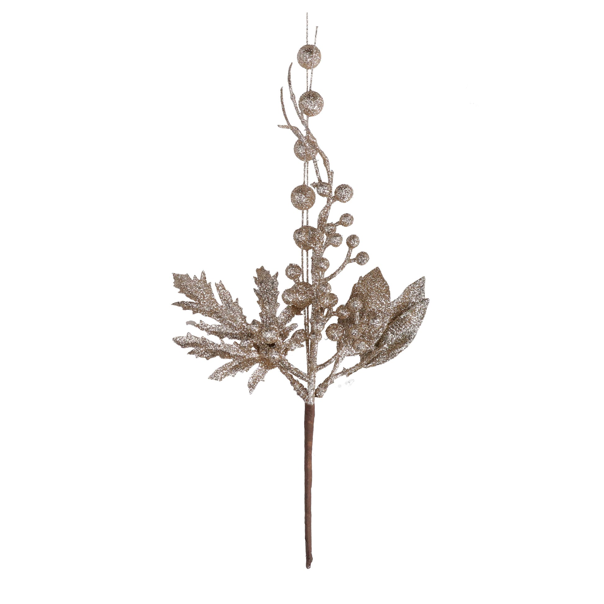 PICK RAMETTO CON BACCHE CHAMPAGNE 33CM