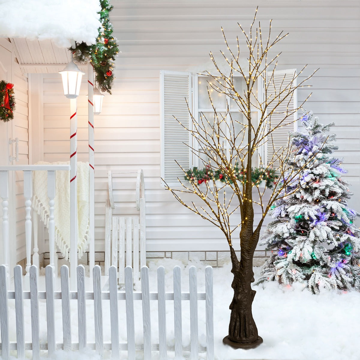 ALBERO LUMINOSO CON 900 LED BIANCO CALDO H210CM