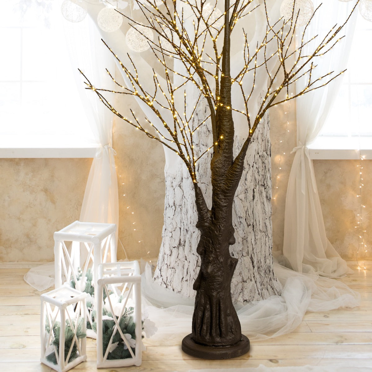 ALBERO LUMINOSO CON 1200 LED BIANCO CALDO H240CM