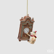 Decorazione Orologio con Topino H10 Bianco Marrone EDG
