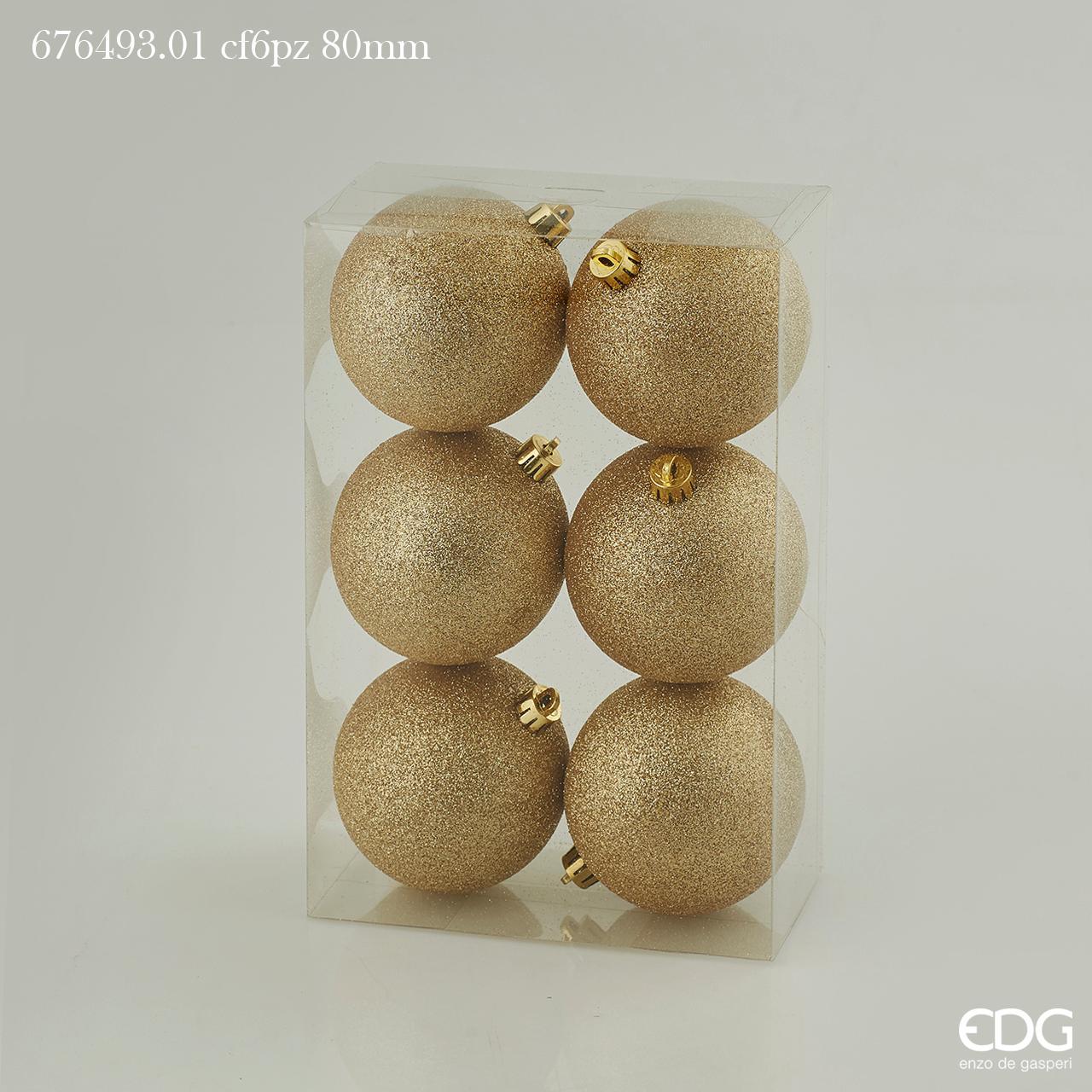 6 PALLINE POLY 8CM GLITT ORO