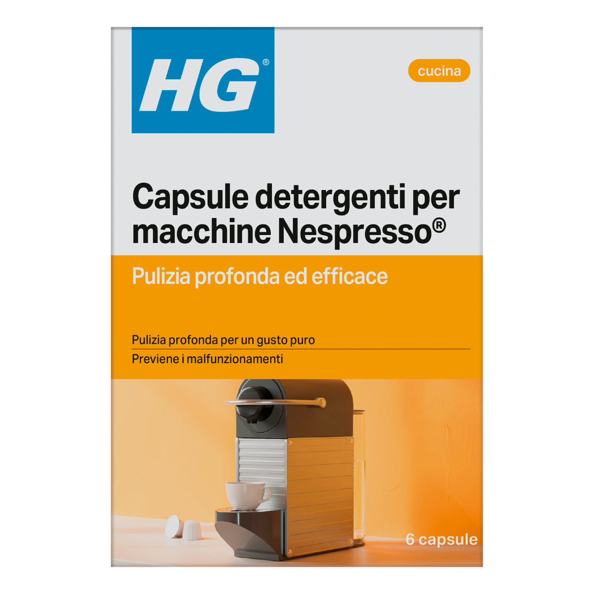 HG Reinigungskapseln für Nespresso-Maschinen, 6 Stück