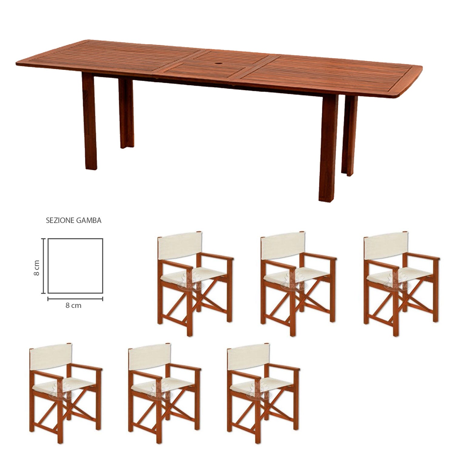 OFFERTA SET TAVOLO CITRUS ALLUNGABILE 190/240X97CM + 6 POLTRONE REGISTA