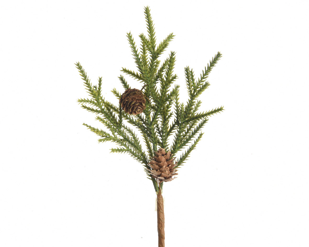 DECORAZIONE NATALIZIA, RAMO CON PIGNE, 5X13X24 CM