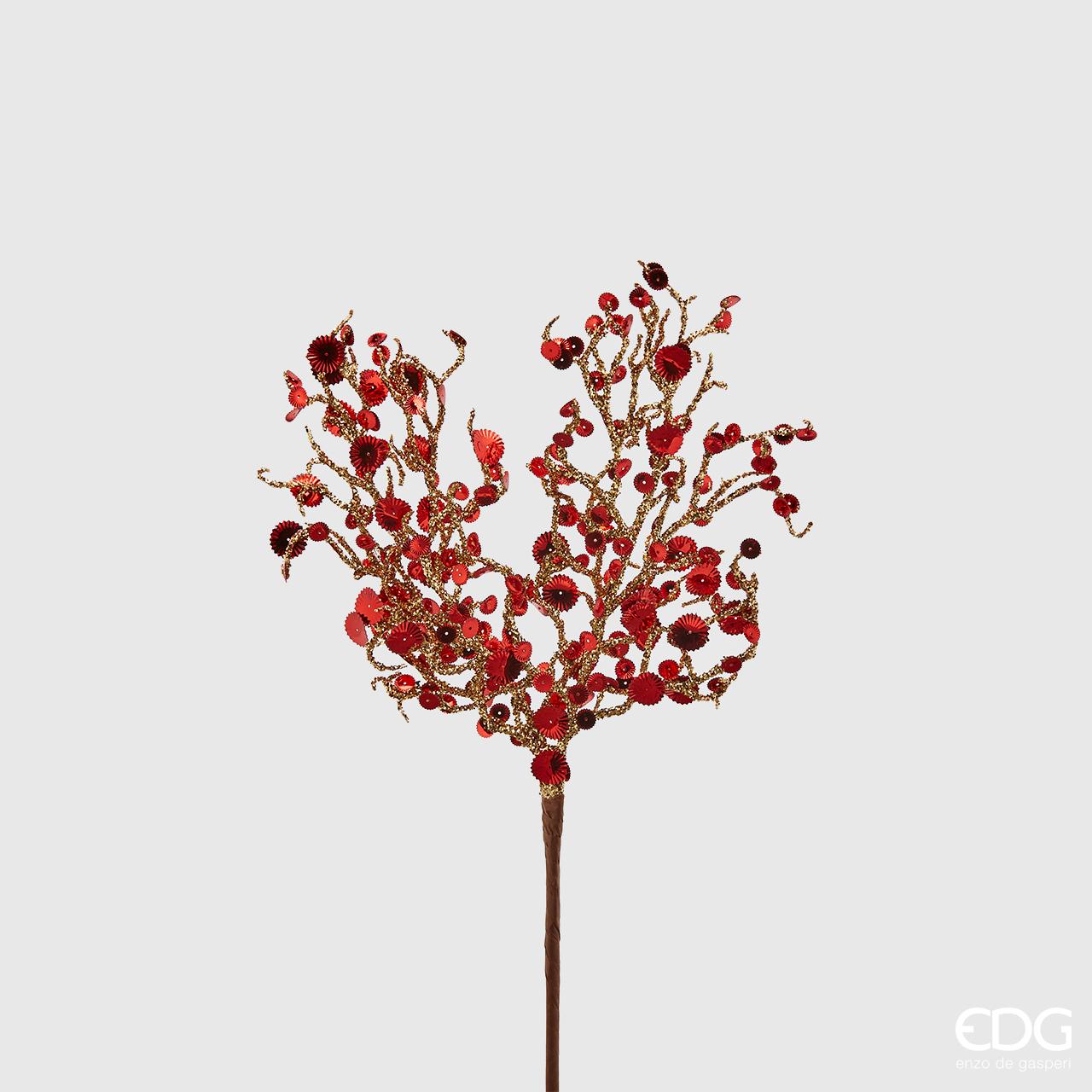 RAMO DI CORALLO GLITTERATO 47CM ROSSO