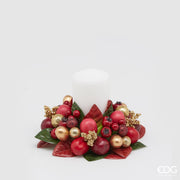 CORONA CON BACCHE IN MIX ROSSO/ORO/BORDEAUX 15CM