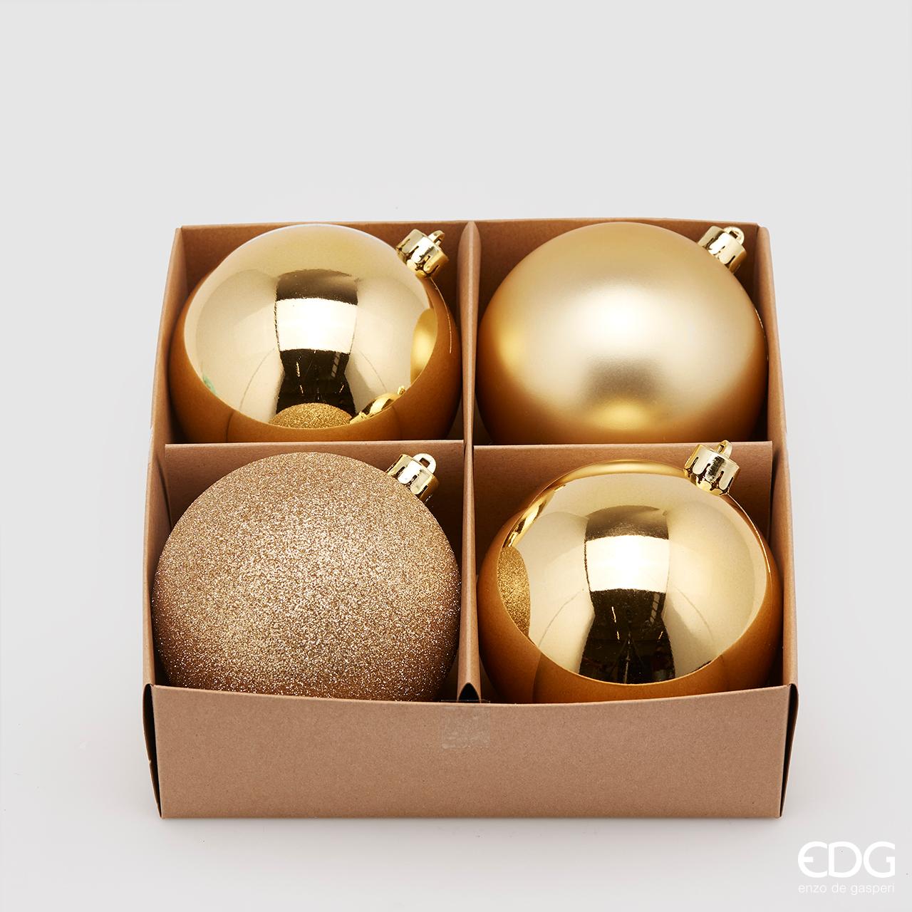 SET 4PZ PALLINE DI NATALE ORO 10CM OPACO/LUCIDO/GLITTER