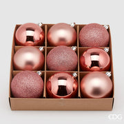 SET 9PZ PALLINE DI NATALE 8CM ROSA OPACO/LUCIDO/GLITTER