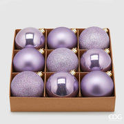 9 PALLINE VIOLA OPACO LUCIDO GLITTER 8CM
