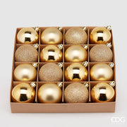 SET 16PZ PALLINE DI NATALE 6CM ORO OPACO/LUCIDO/GLITTER