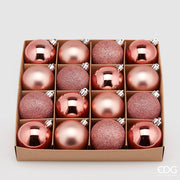 SET 16PZ PALLINE DI NATALE 6CM ROSA OPACO/LUCIDO/GLITTER