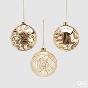 PALLINA DI VETRO CON DECORAZIONI ORO 8CM MODELLO ASSORTITO