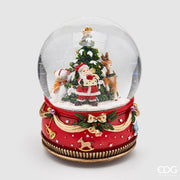SFERA AD ACQUA BABBO NATALE CON REGALO CARILLON 21CM