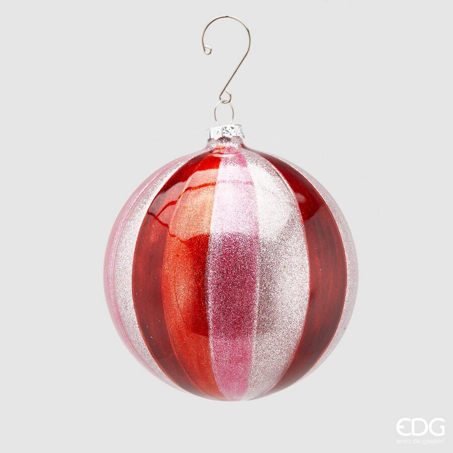 PALLINA IN VETRO RIGHE GLITTER 12CM