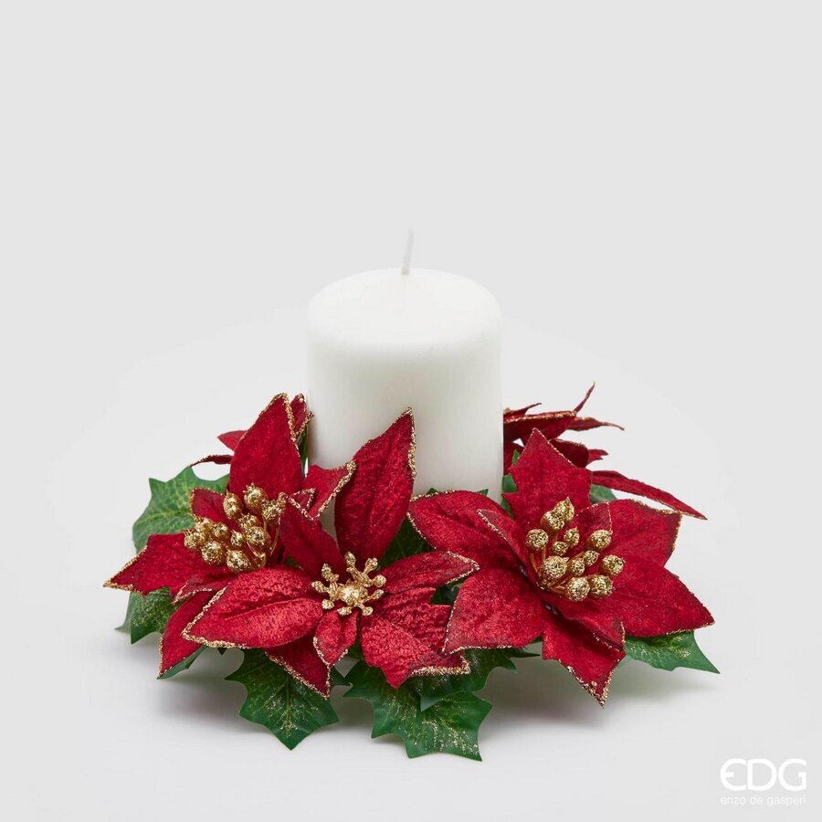 CORONA CON STELLE DI NATALE SOTTOCANDELA D.16CM