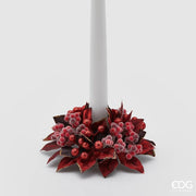 CORONA CON BACCHE ROSSE SOTTOCANDELA D.13CM