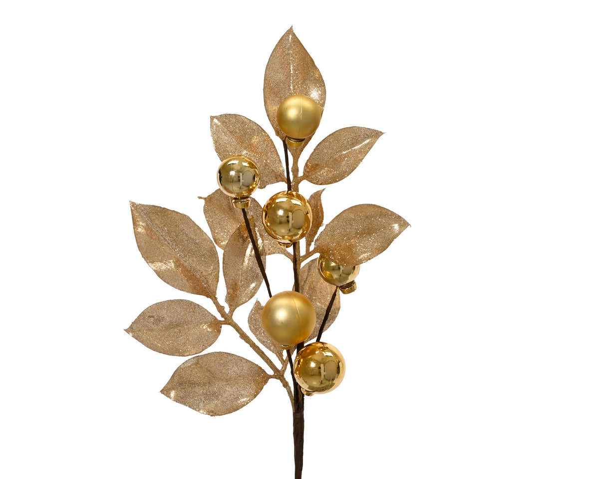 Ramo decorativo glitter altezza 36 cm oro chiaro Peraga Christmas