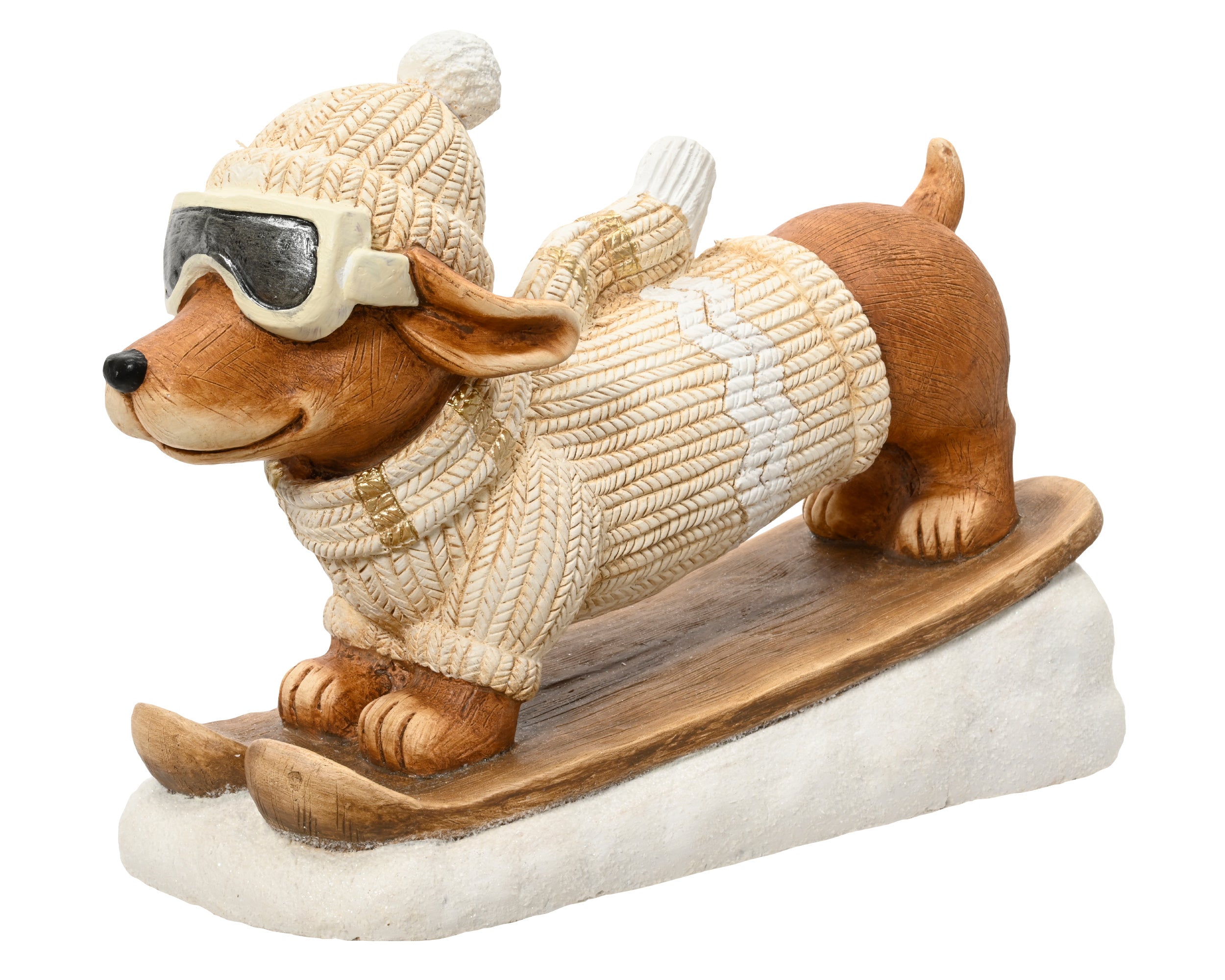 Cane sugli sci in magnesio 49,5 x 20 x 24 cm crema Peraga Christmas