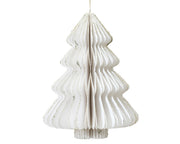 DECORAZIONE ALBERO DI NATALE DI CARTA, Ø48 H40 Cm, BIANCO CON GLITTER