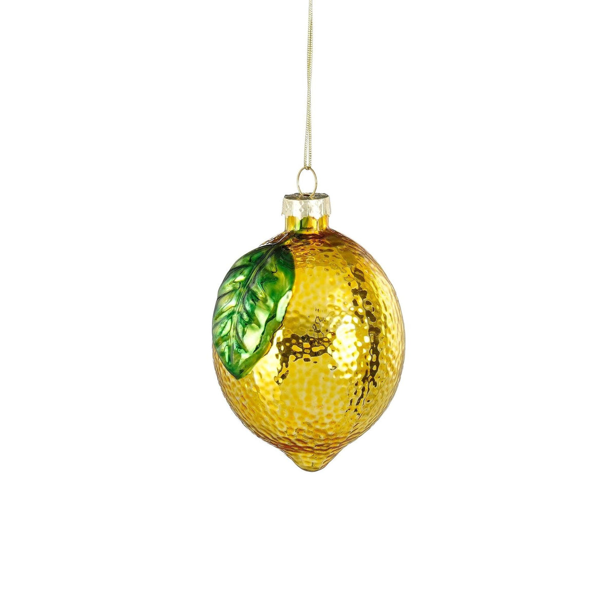 Mica Decorations Decorazione natalizia limone in vetro 6,5 x 6,5 x 9 cm, giallo/verde