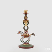 PORTACANDELE CON CAVALLO E TROFEO 55CM