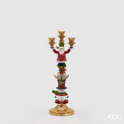 PORTACANDELE TRIPLO CON BABBO NATALE/CAVALLUCCIO/ PUPAZZO DI NEVE 52CM