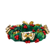 Portacandele Resina Ghirlanda con Fiocco Oro 22 2x5 3x22cm Peraga Christmas