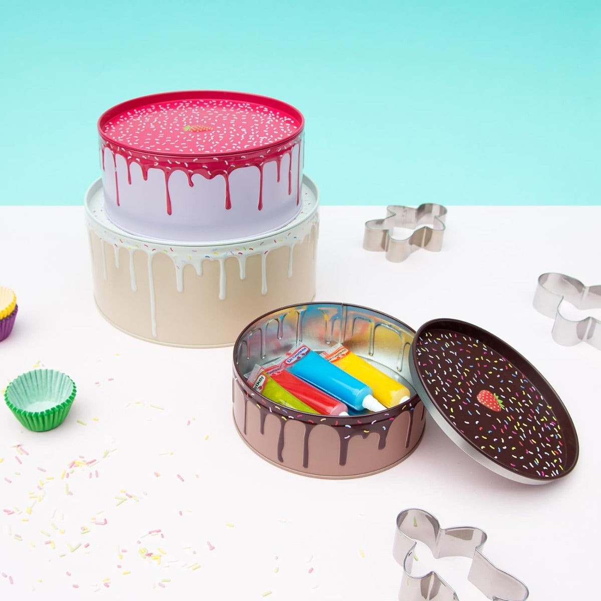 SET DI 3 CONTENITORI DA CUCINA IMPILABILI PER TORTE ROTONDI