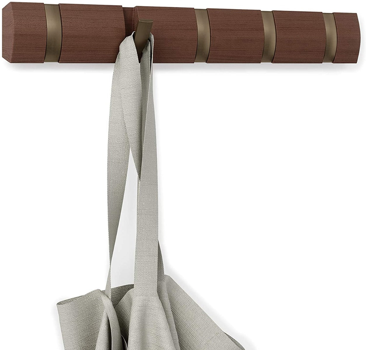 APPENDIABITI/OGGETTI CON 5 GANCI PIEGHEVOLI FLIP HOOK NOCE