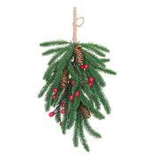 Festone verde bacche rosse pigne 43cm Peraga Christmas
