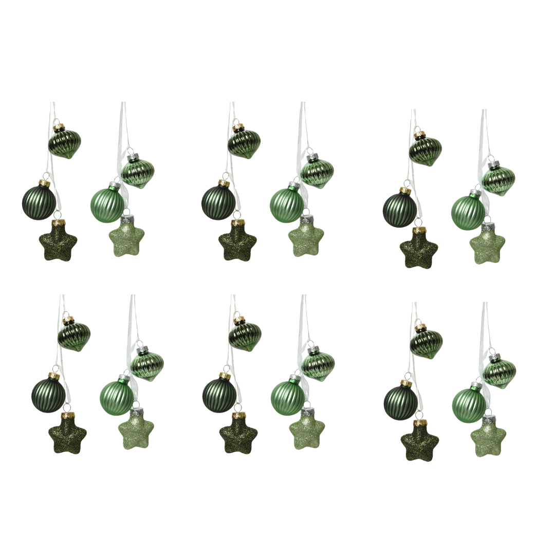 OFFERTA 12 DECORAZIONI DA APPENDERE ASSORTITA H.11.50 VERDE