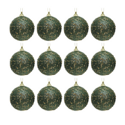 OFFERTA 12 SFERE NATALIZIE DECORATE D.8CM VERDE PINO