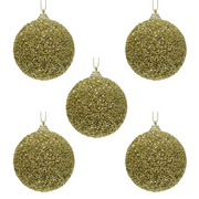 OFFERTA 5 SFERE NATALIZIE GLITTERATE D.8CM ORO CHIARO