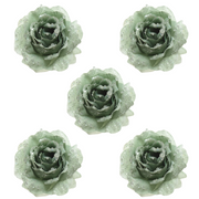 OFFERTA 5 ROSE APPENDIBILI CON CLIP E GLITTER 14X8,5CM VERDE SALVIA