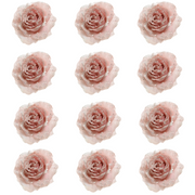 OFFERTA 12 ROSE APPENDIBILI CON CLIP E GLITTER 14X8,5CM ROSA CIPRIA