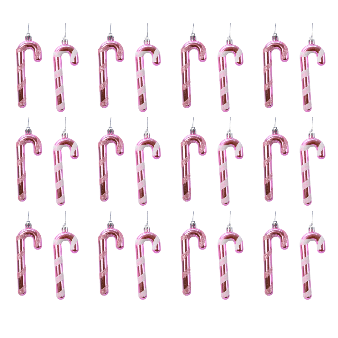 OFFERTA 12 CONFEZIONI DA 2 BASTONCINI DI ZUCCHERO APPENDIBILI H.12 ROSA/BIANCO MODELLO ASSORTITO