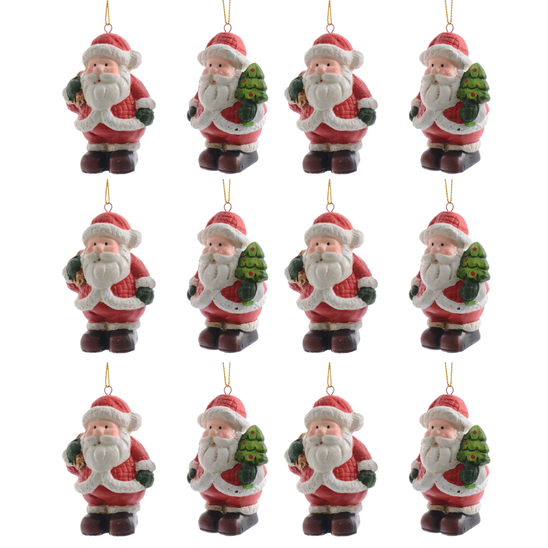 OFFERTA 12 DECORAZIONI BABBO NATALE APPENDIBILE 5,5X5X7,5 ROSSO NATALE