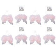 OFFERTA 4 DECORAZIONI ALI APPENDIBILE 14X16CM ROSA PALLIDO ASSORTITA